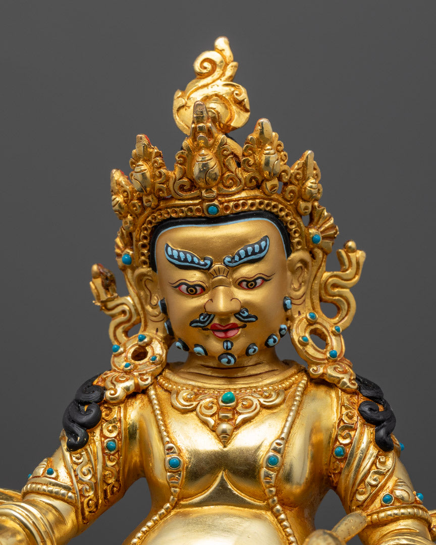 Yellow Dzambhala Mantra Statue | Handcrafted Tibetan Sculpture