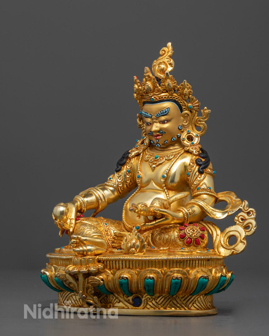 Yellow Dzambhala Mantra Statue | Handcrafted Tibetan Sculpture