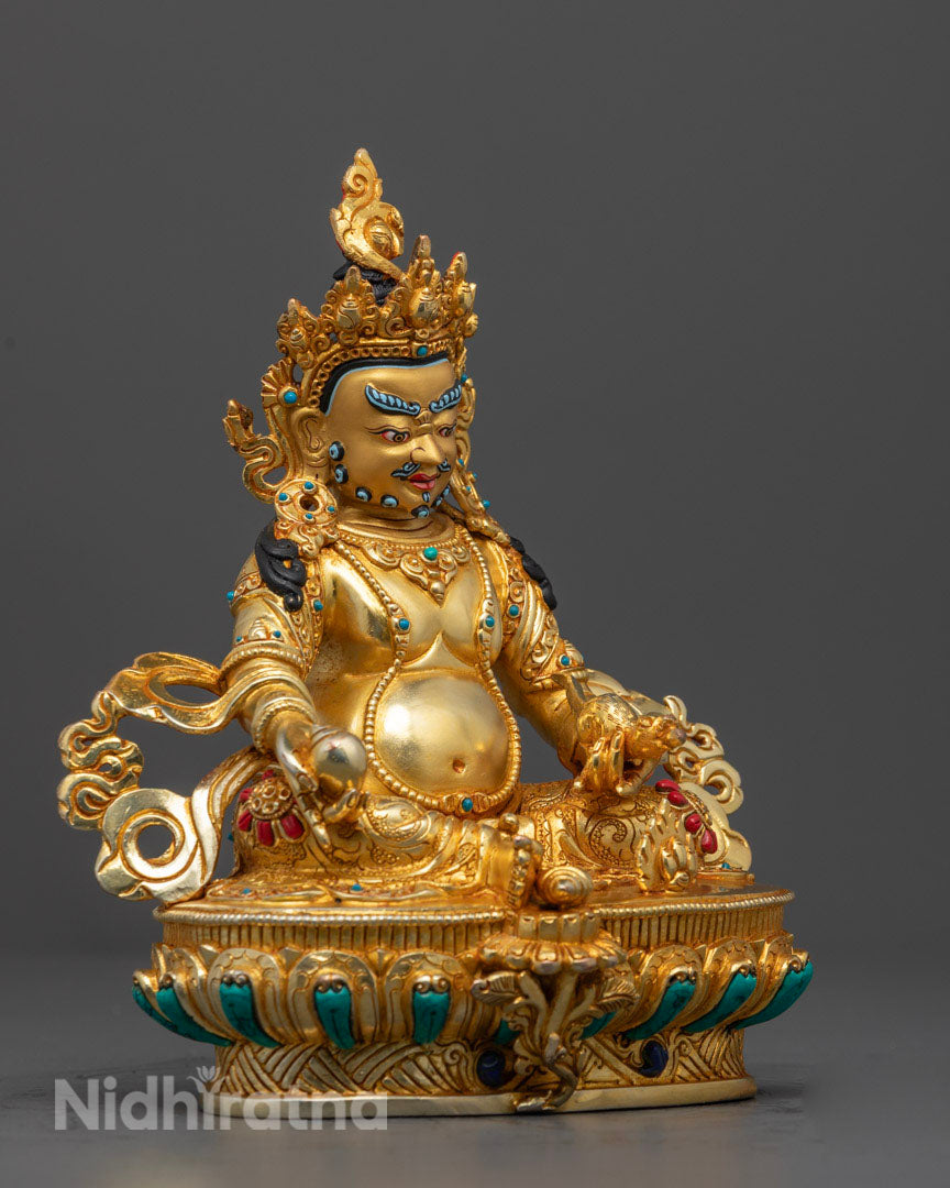 Yellow Dzambhala Mantra Statue | Handcrafted Tibetan Sculpture