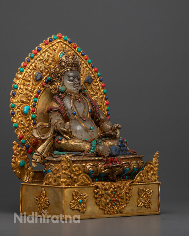 Tibetan Crystal Dzambhala Statue | Buddhist Hand-craved Art