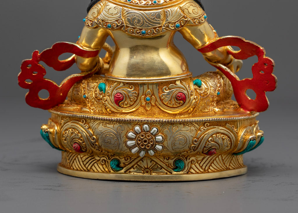 Yellow Dzambhala Mantra Statue | Handcrafted Tibetan Sculpture