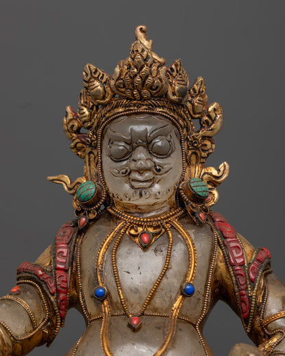 Tibetan Crystal Dzambhala Statue | Buddhist Hand-craved Art