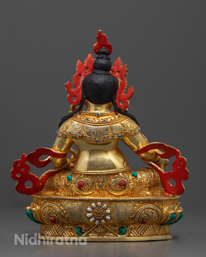 Yellow Dzambhala Mantra Statue | Handcrafted Tibetan Sculpture