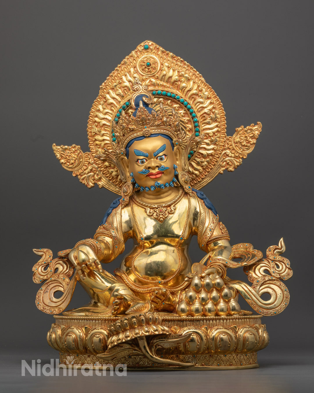 Spiritual Dzambhala Statue | Handcrafted 24K Gold