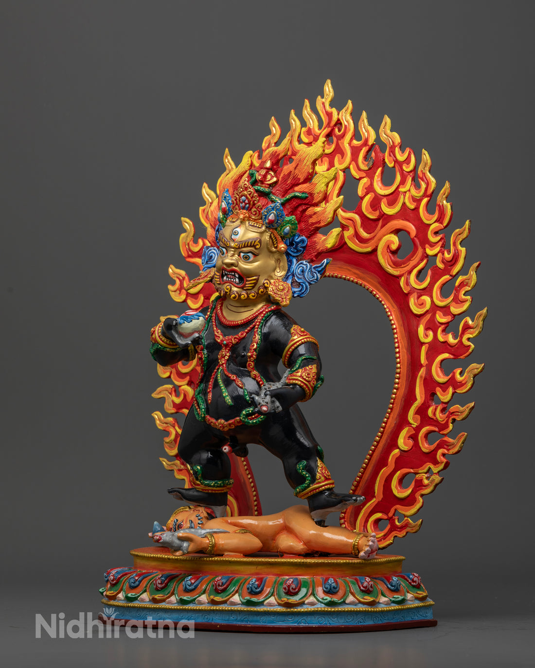 Handcrafted Black Dzambhala Statue: Attract Prosperity and Good Fortune