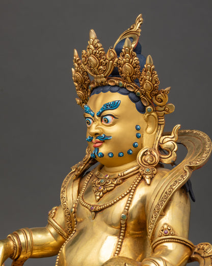 Dzambhala Statue side close up showing citrion fruits and jewels