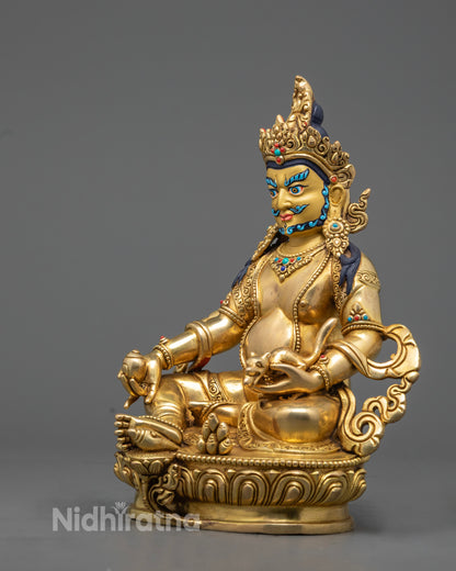Dzambhala Statue with 24K Gold Gilding – Vajrayana Deity for Abundance and Protection