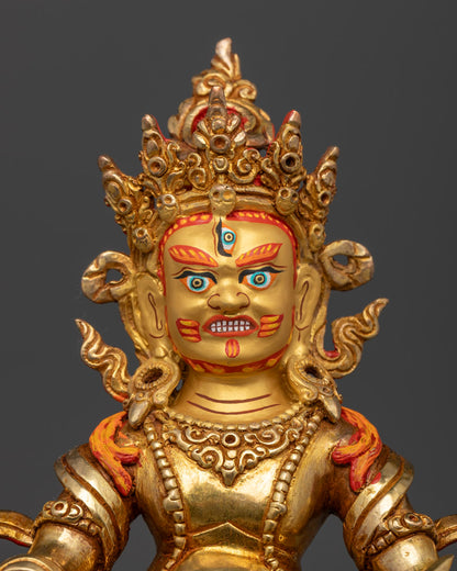 Green Dzambhala with Yab Yum Statue: Tibetan Art for Wealth