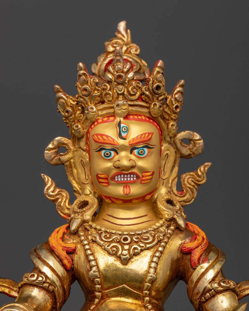 Green Dzambhala with Yab Yum Statue: Tibetan Art for Wealth