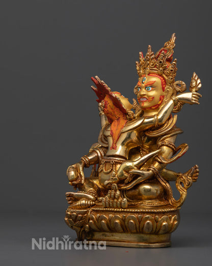 Green Dzambhala with Yab Yum Statue: Tibetan Art for Wealth