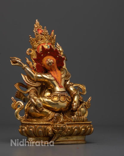 Green Dzambhala with Yab Yum Statue: Tibetan Art for Wealth