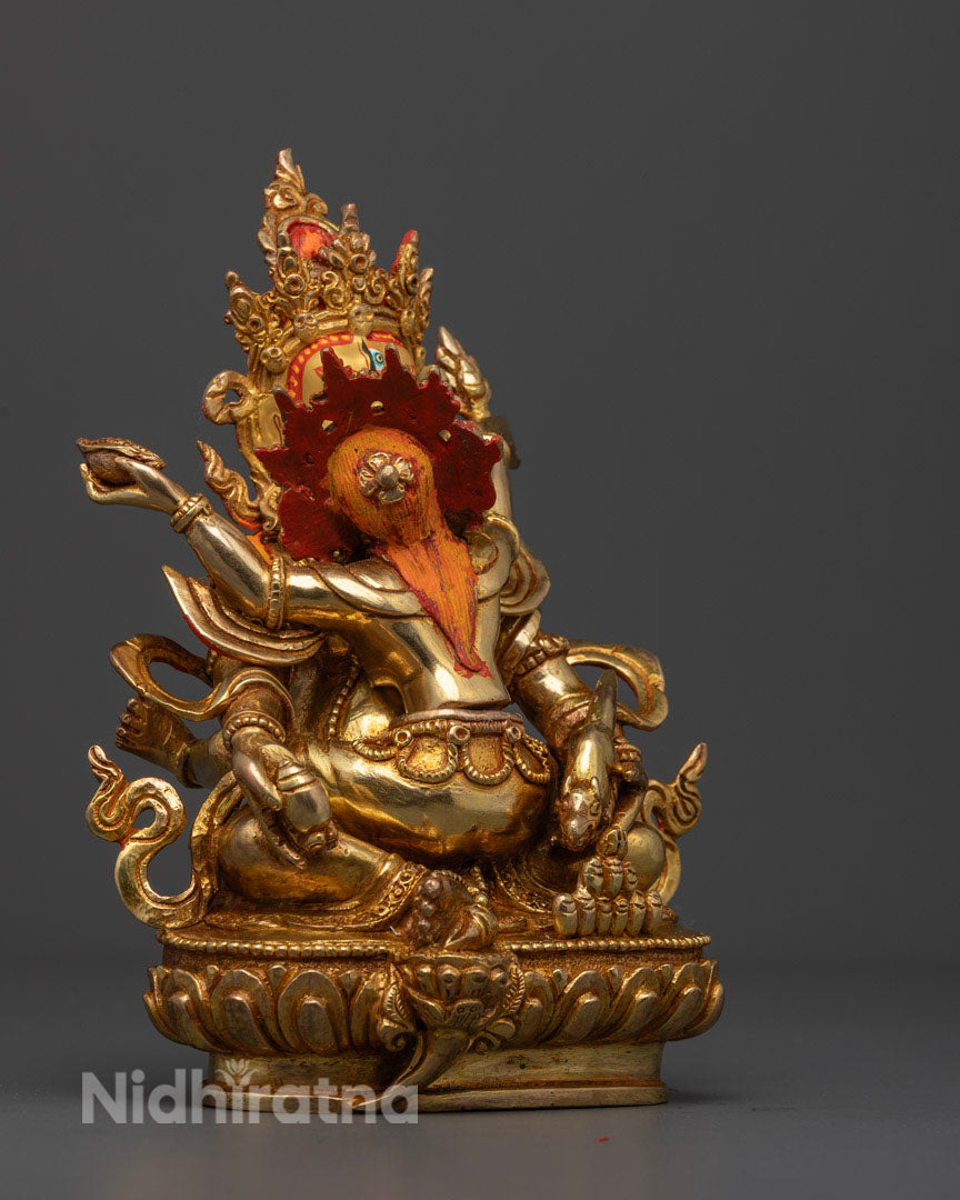 Green Dzambhala with Yab Yum Statue: Tibetan Art for Wealth