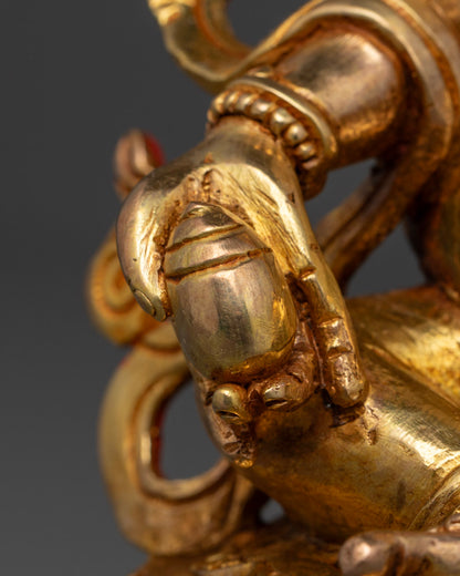 Green Dzambhala with Yab Yum Statue: Tibetan Art for Wealth