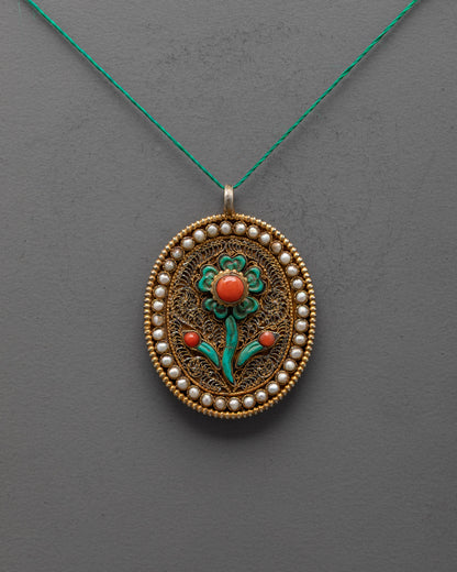 Elegant Flower Locket | Traditional Himalayan Jewelry