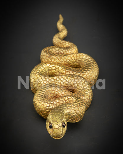 Exquisite Gold-Plated Snake Statue – Handcrafted in Nepal for Protection &amp; Spiritual Wisdom