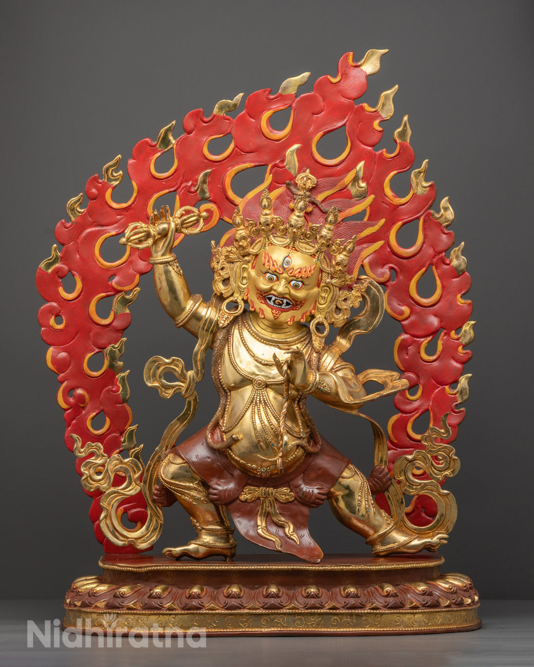 Exquisite Vajrapani Statue – Hand-Carved 24K Gold-Gilded Copper Centerpiece