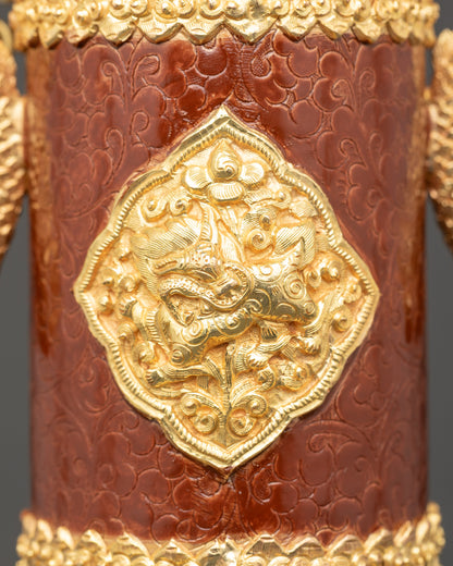 Tibetan Incense Holder with Golden Dragons | Ceremonial Altar Decor