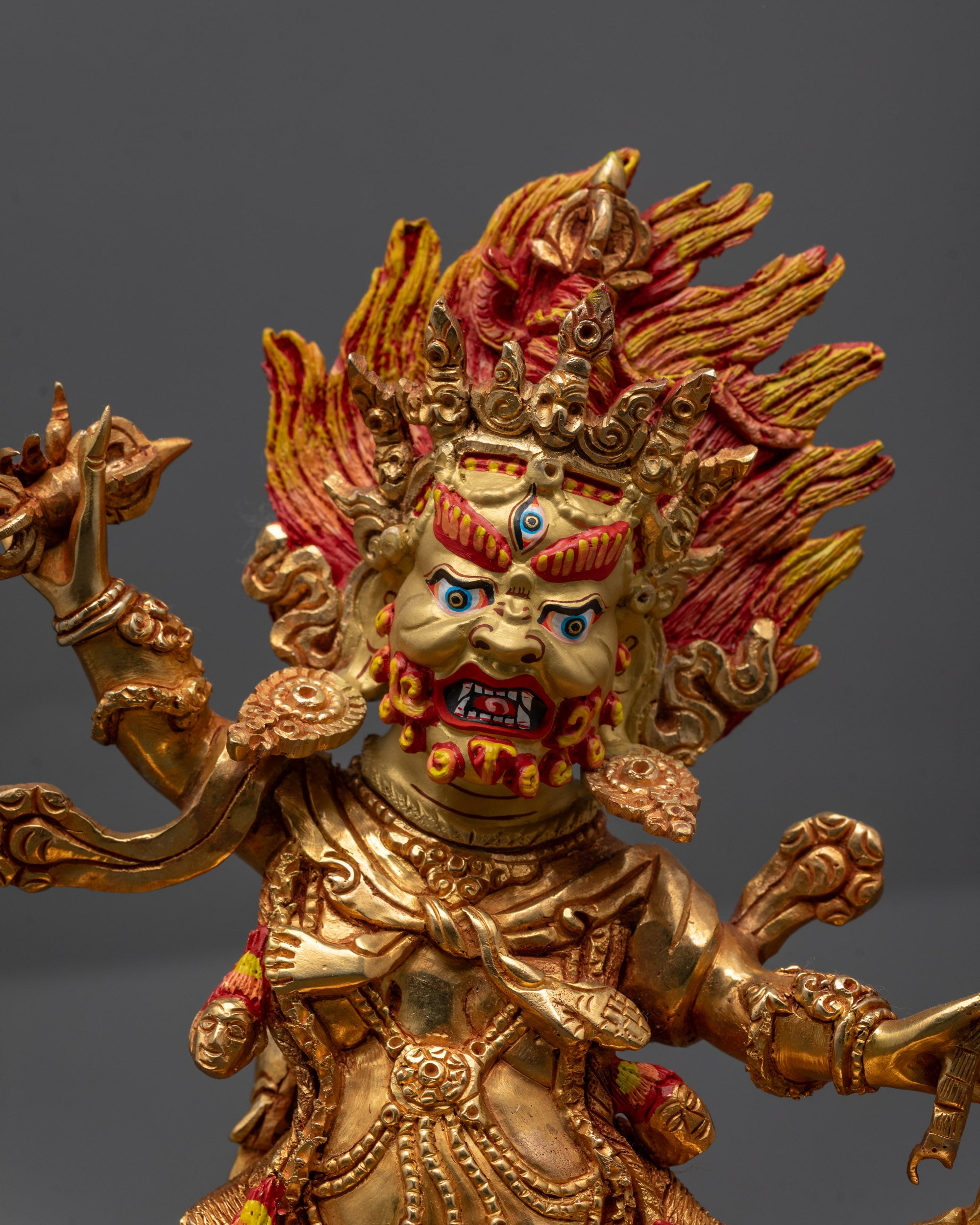 Hand-Carved Guru Dragpo Sculpture | Fierce Form of Guru Rinpoche