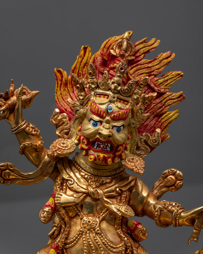 Hand-Carved Guru Dragpo Sculpture | Fierce Form of Guru Rinpoche