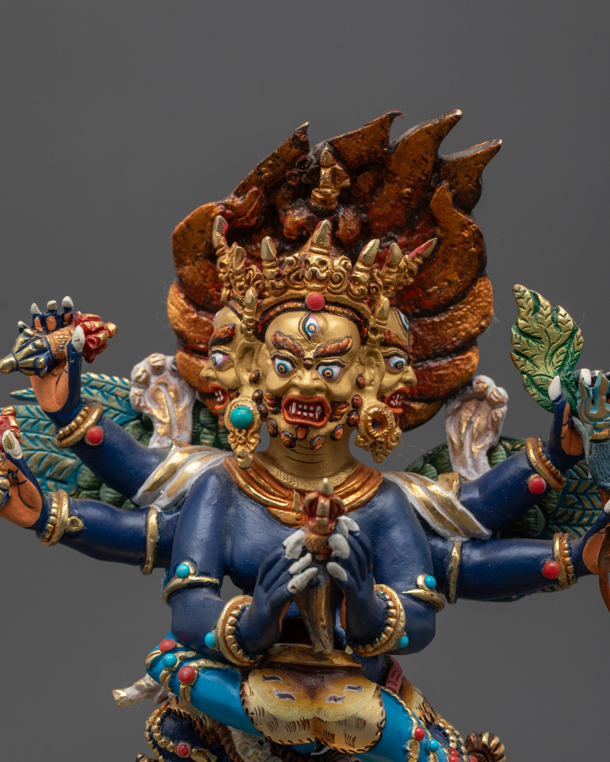 Hand-Carved Buddhist Vajrakilaya Statue | Tibetan Dorje Phurba