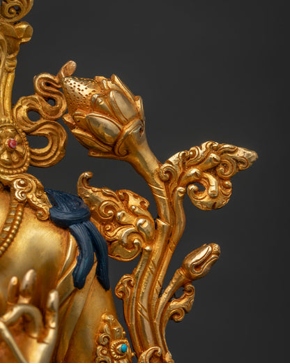 Genuine Handcrafted Green Tara Statue from Nepal | Exclusively Sourced