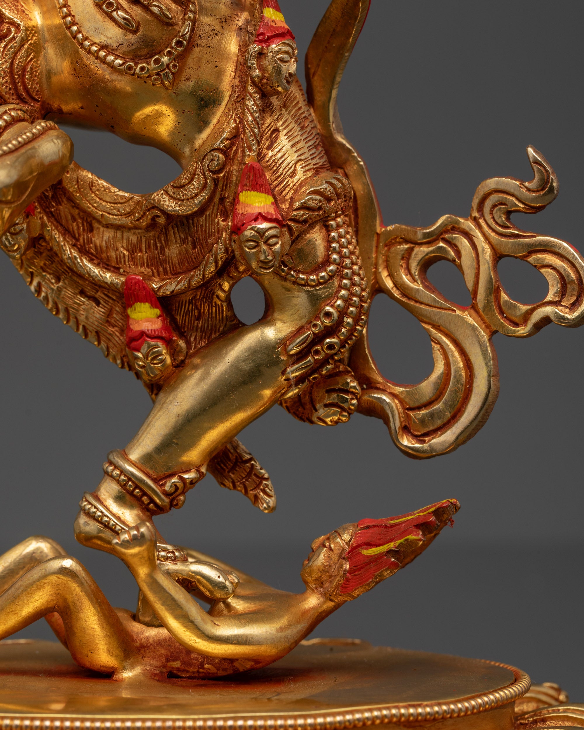 Traditional Simhamukha Sculpture | Nepalese Lion-Faced Guardian Deity