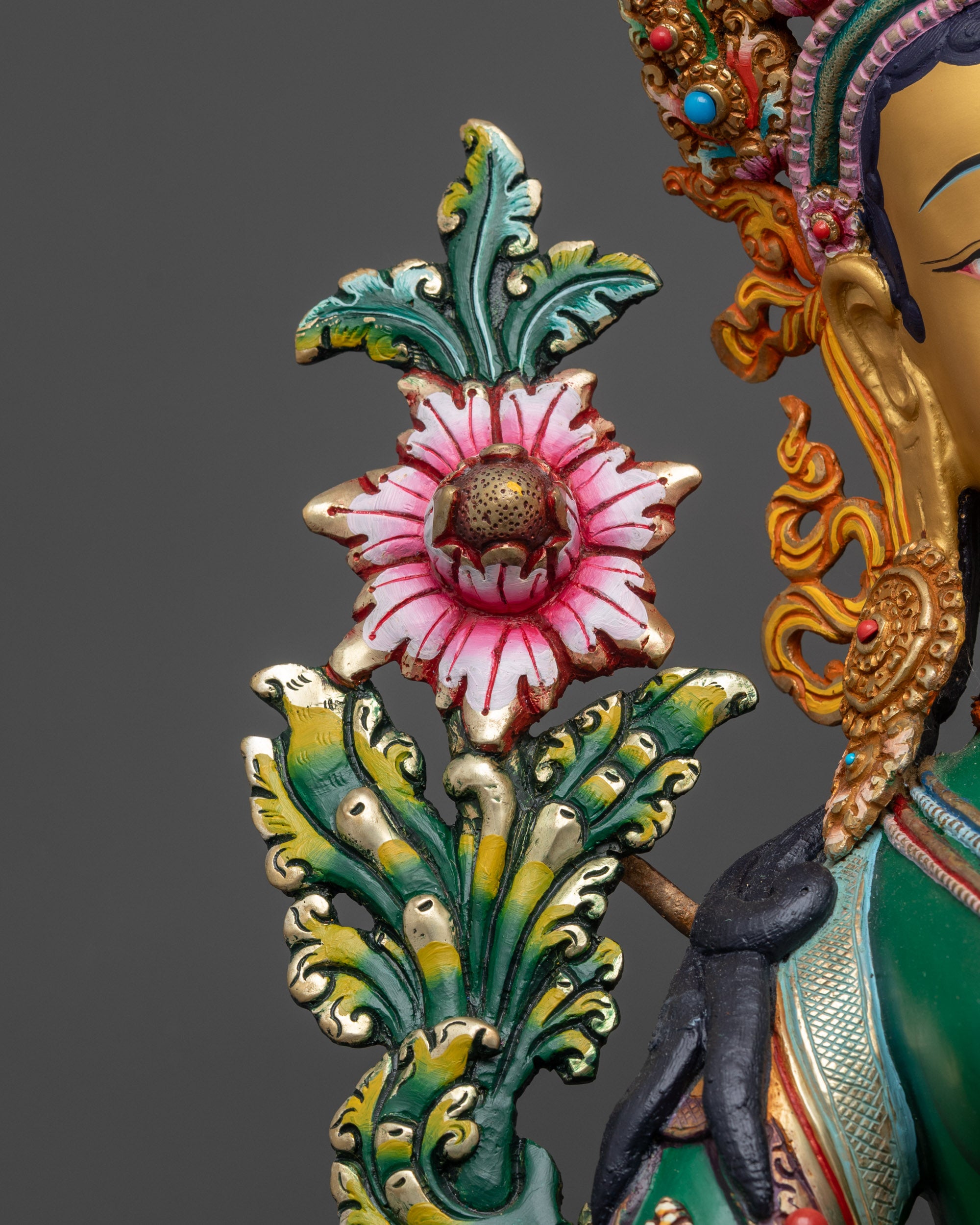 Vibrant Green Tara Statue | Spiritual Goddess Idol for Meditation