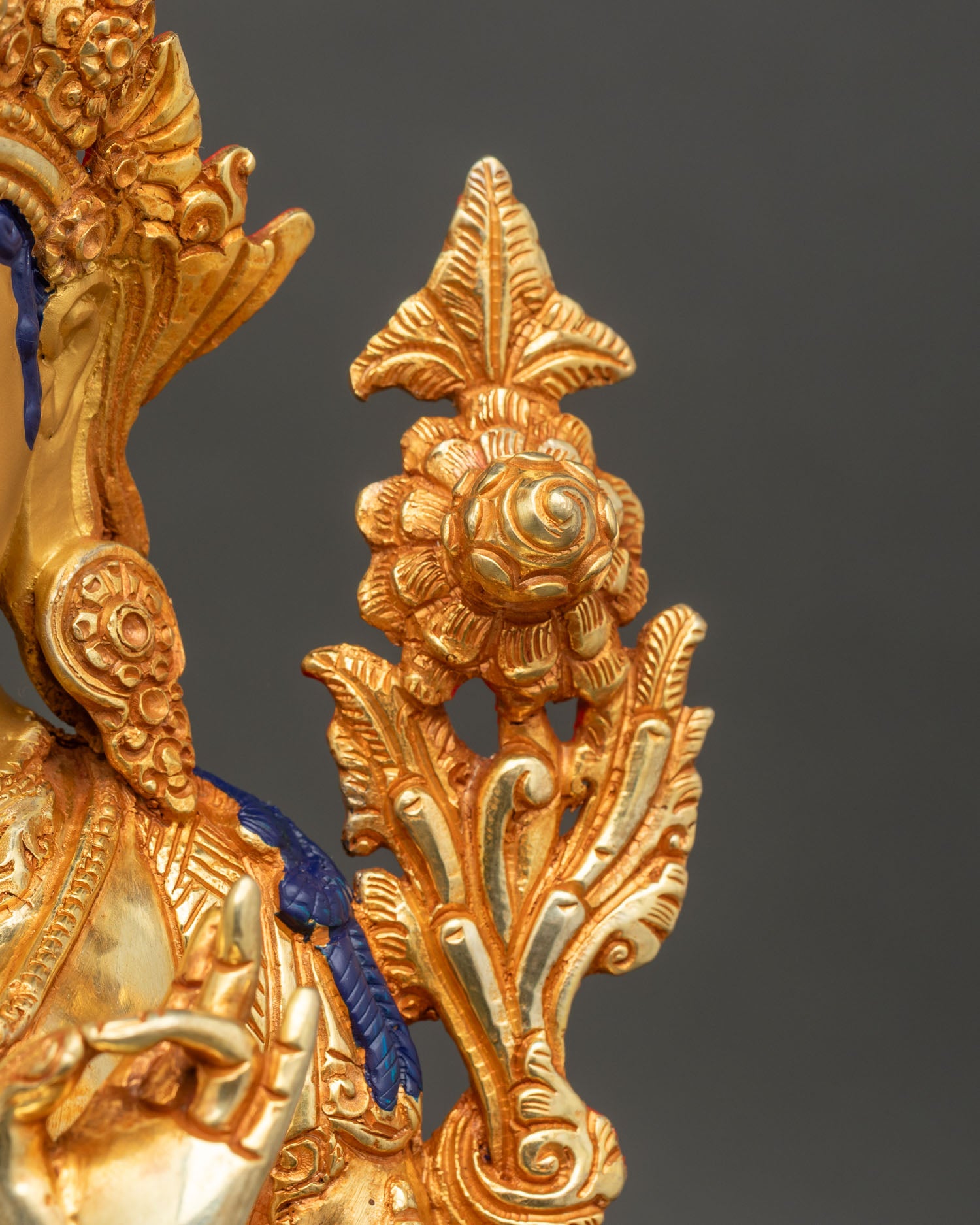 Green Tara Statue | 24K Gold Gilded Buddhist Art