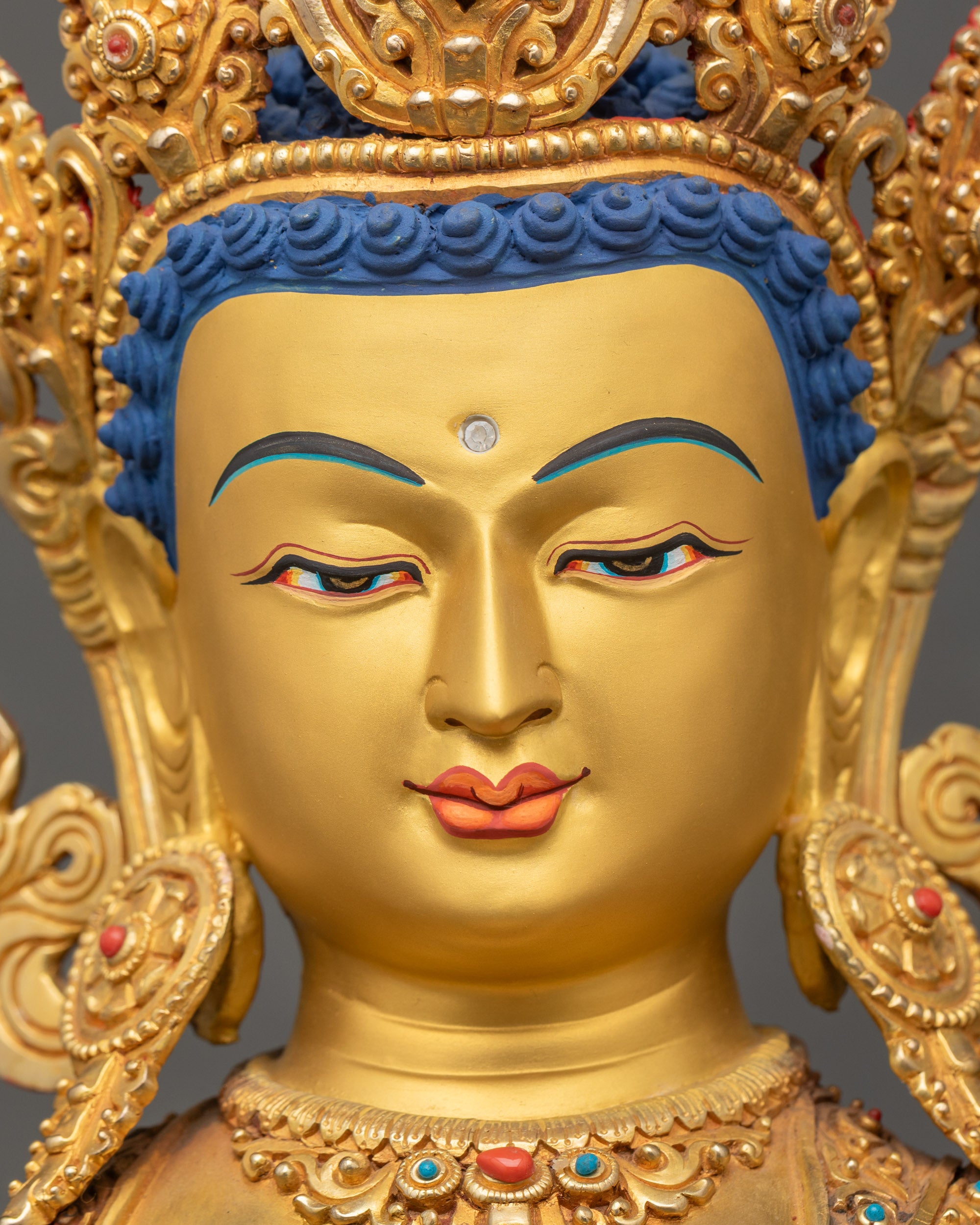 Crowned Shakyamuni Buddha Statue | Enlightened Buddha Figurine