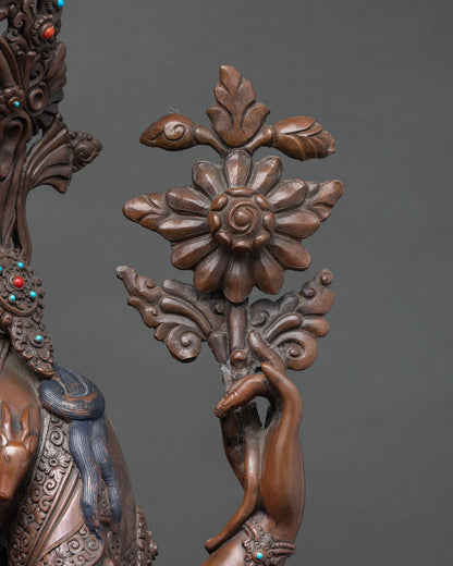 Four-Armed Chenrezig Statue | Oxidized Copper Sculpture