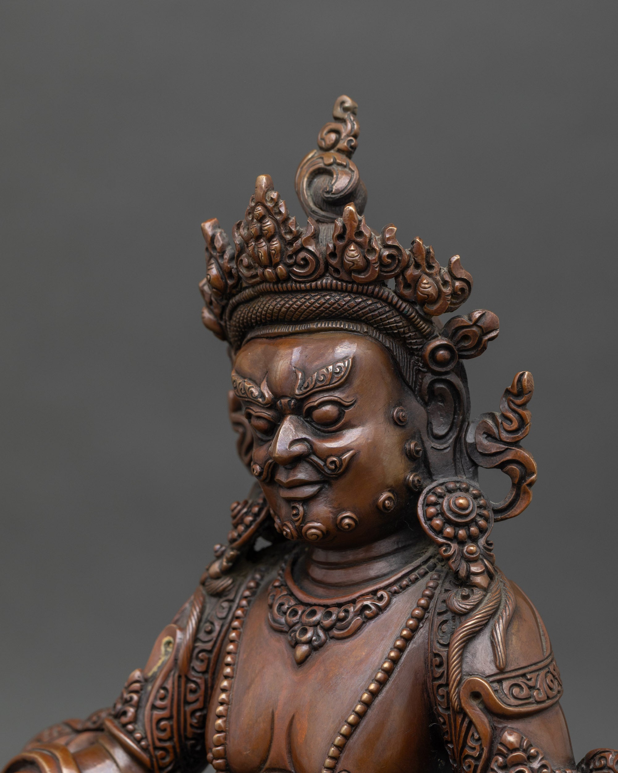 Dzambhala Statue | Chemically Oxidized Copper Buddhist Deity from Nepal