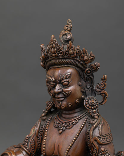 Dzambhala Statue | Chemically Oxidized Copper Buddhist Deity from Nepal