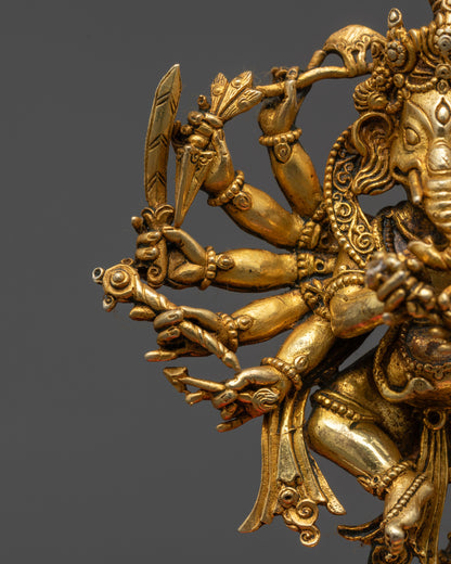 Sixteen Armed Dancing Ganesha Statue | Precision-Crafted Idol from Nepal