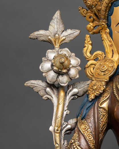Enlightened White Tara Figurine | Premium Oxidized Copper Statue