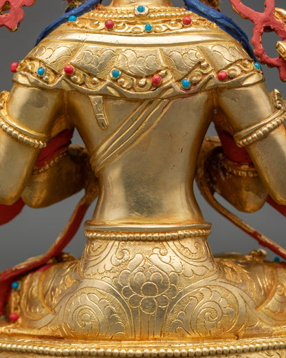Avalokiteshvara Sculpture – Divine Compassion in Gold Gilded Copper