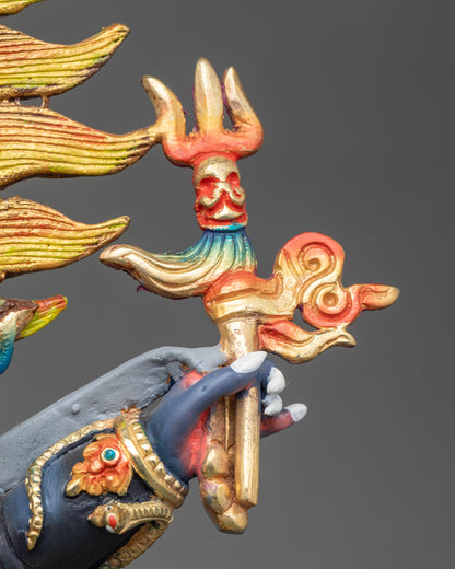 Vibrant Gonpo Chagdrugpa Statue | Fierce Guardian of the Dharma