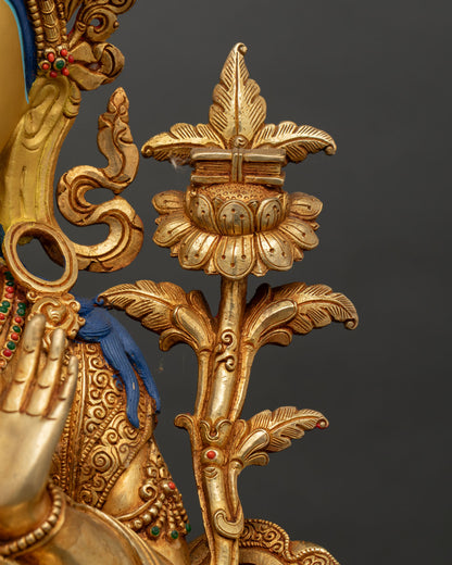 Bodhisattva Manjushri Statue with Flaming Sword | Nepali Art & Craft