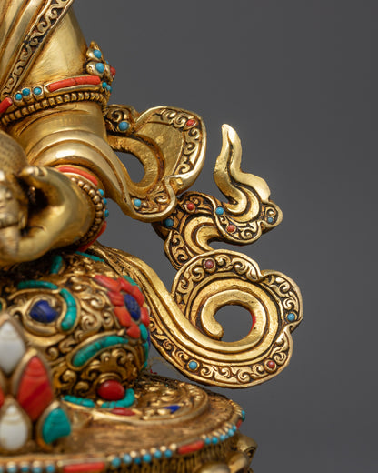 Premium Yellow Dzambhala Sculpture | Handcrafted Spiritual Wealth God
