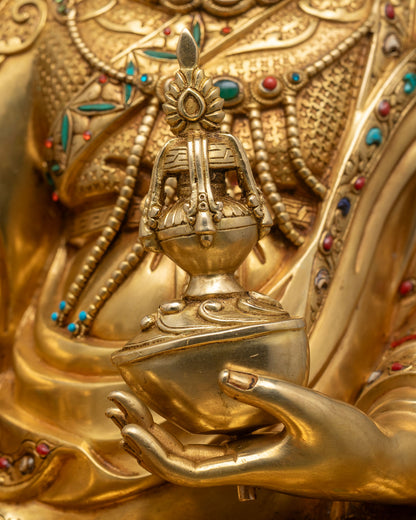 Big Guru Rinpoche Statue | 24K Gold Fire-Gilded Copper Figurine