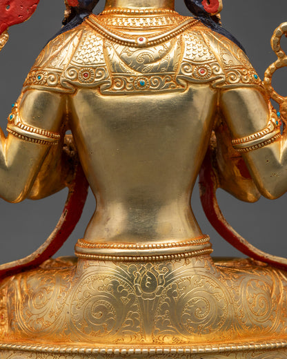 24K Gold Chenrezig Statue for Spiritual Home Decor