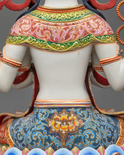 Decorative Chenrezig Statue | Colorful Nepalese Spiritual Sculpture