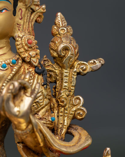 Handcrafted Green Tara Statue | Himalayan Buddhist Art