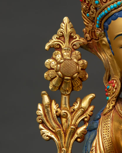 Handcrafted Green Tara Statue | Buddhist Compassionate Deity