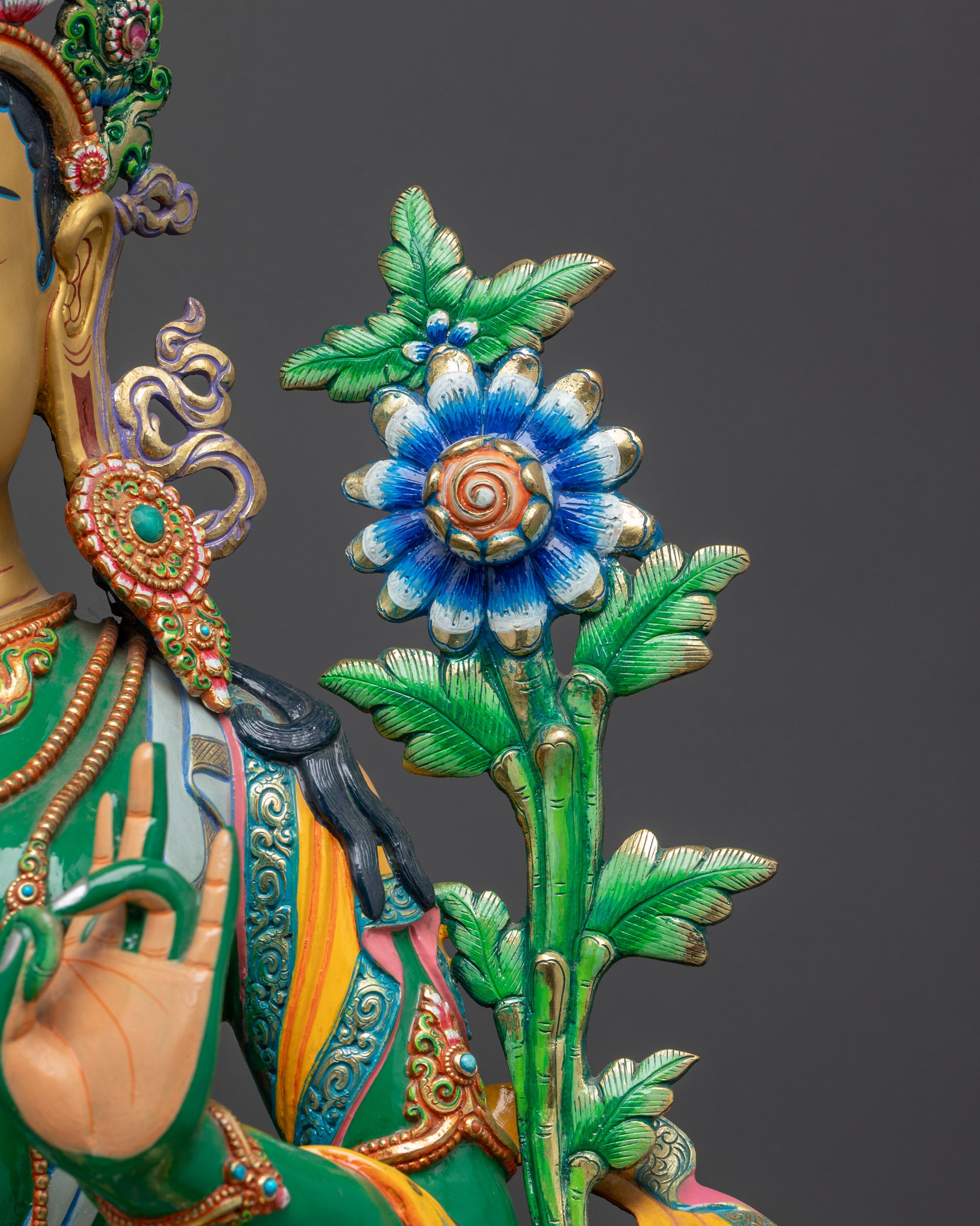 Divine Green Tara Statue | Hand-Carved Buddhist Goddess of Liberation