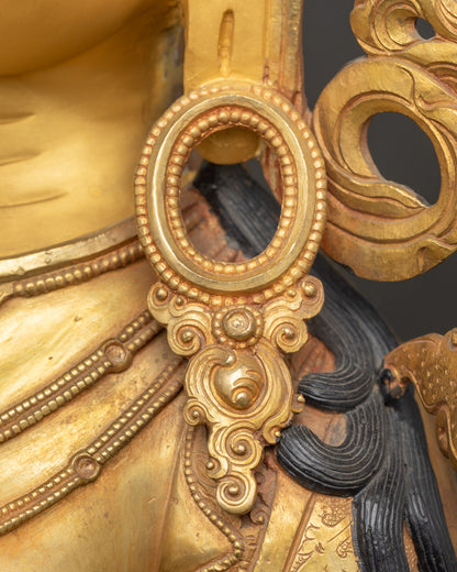 Compassionate Green Tara Sculpture | 24K Gold Fire-Gilded Copper Figurine