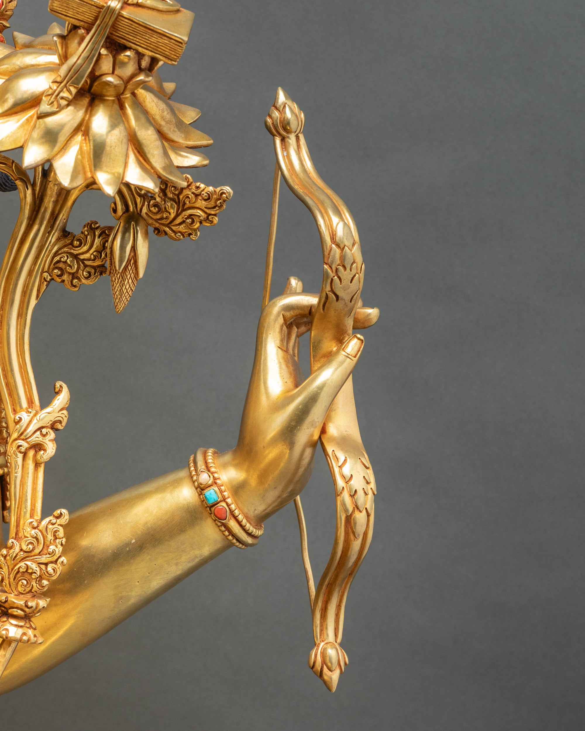 38" Maha Manjushri Statue | Golden Bodhisattva of Wisdom