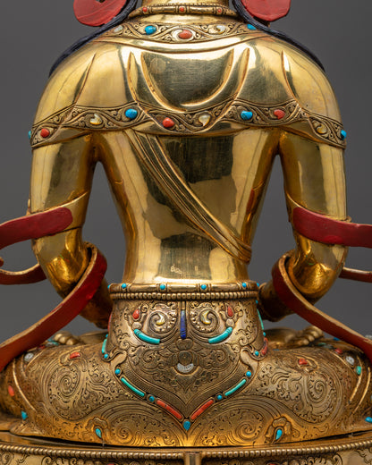 Golden Amitayus Sculpture | Long-Life Buddha Sculpture for Meditation