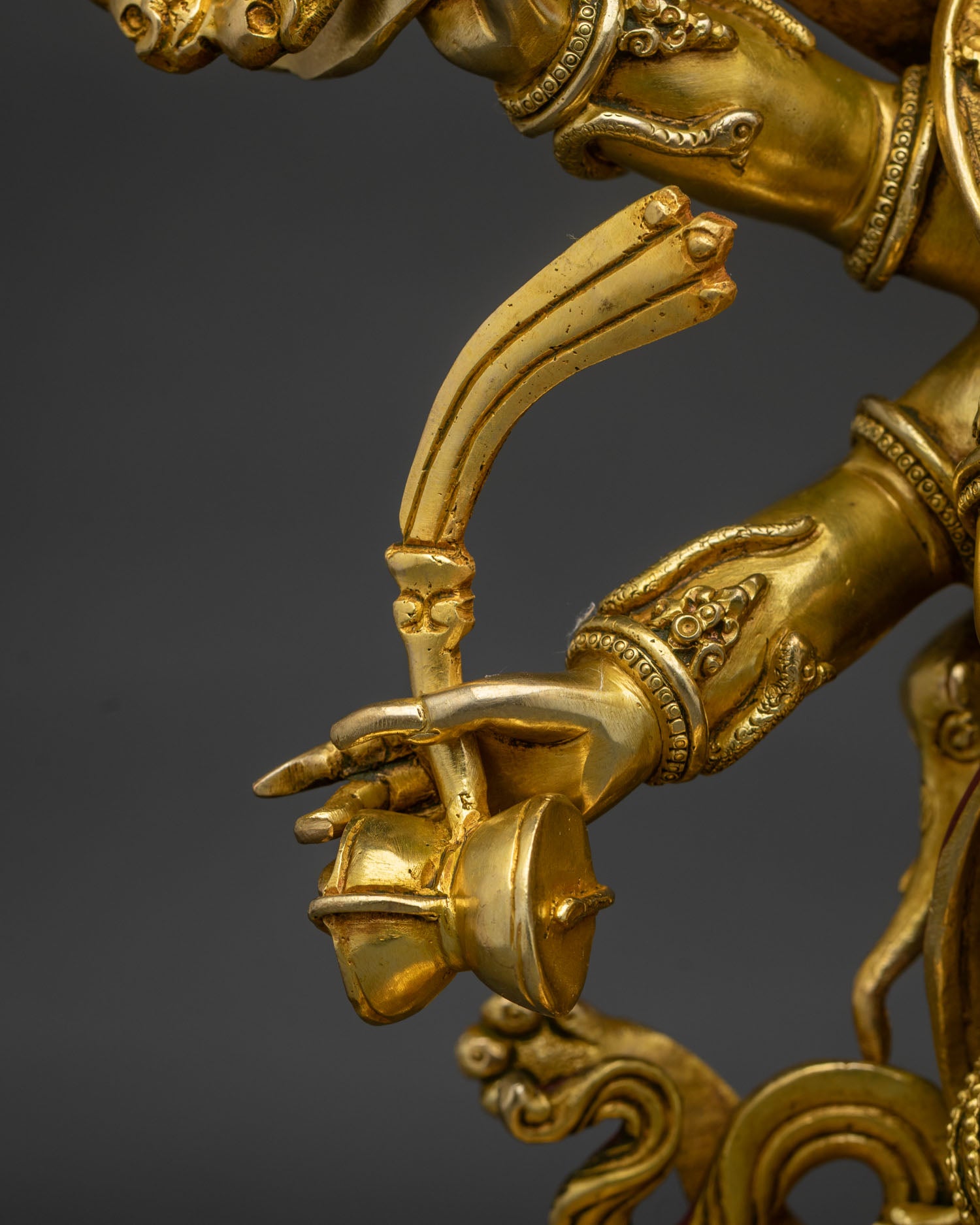 Luxury Six Arm Mahakala Statue | 24K Gold Fire-Gilded Copper Sculpture