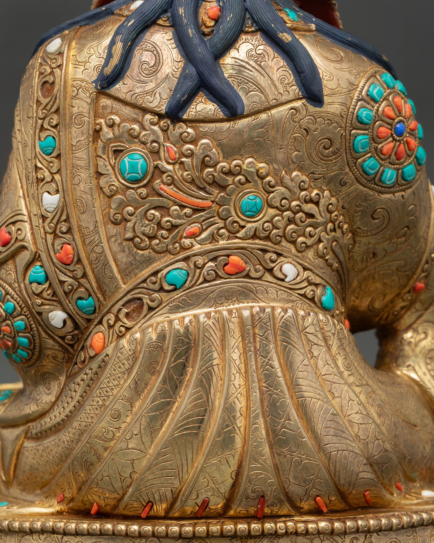 Guru Rinpoche Statue - 24K Gold Gilded Copper Art
