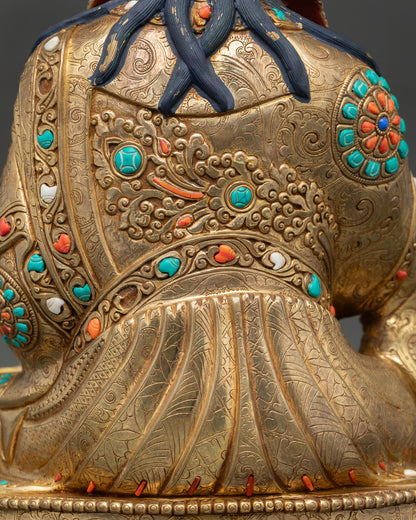 Guru Rinpoche Statue - 24K Gold Gilded Copper Art